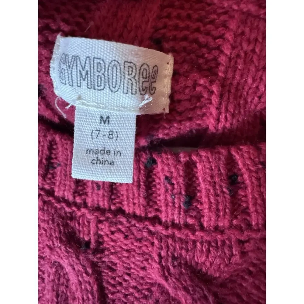 Gymboree Kids Crewneck Cable Knit Red Sweater Sz 7-8